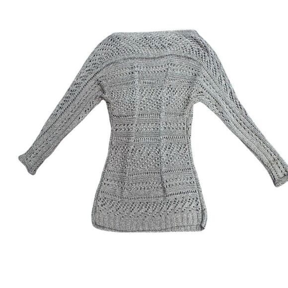 EUC Alice + Olivia XS Gold Off Shoulder Crochet Sweater Long Sleeve - Picture 2 of 7